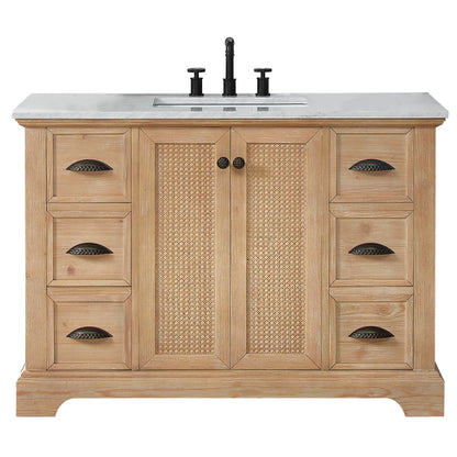 Hervas Bath Vanity with Natural Marble Top without Mirror