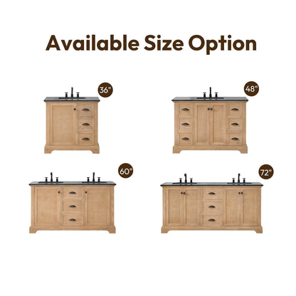 Hervas Bath Vanity with Natural Marble Top without Mirror