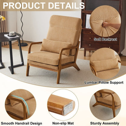 High Back Solid Wood Armrest Backrest Leisure Chair Accent Chair
