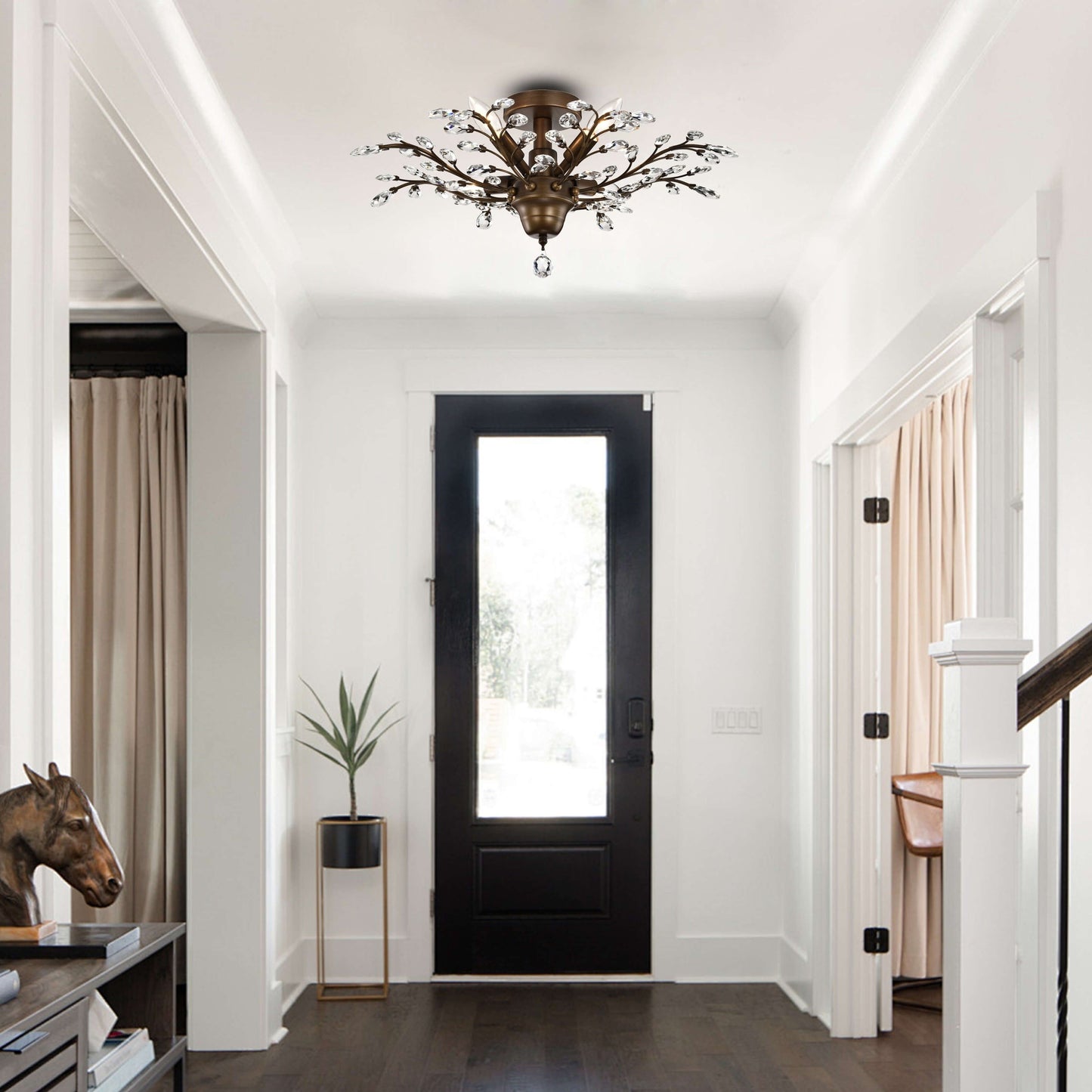 Holly 4-light Crystal Leaves Flush Mount