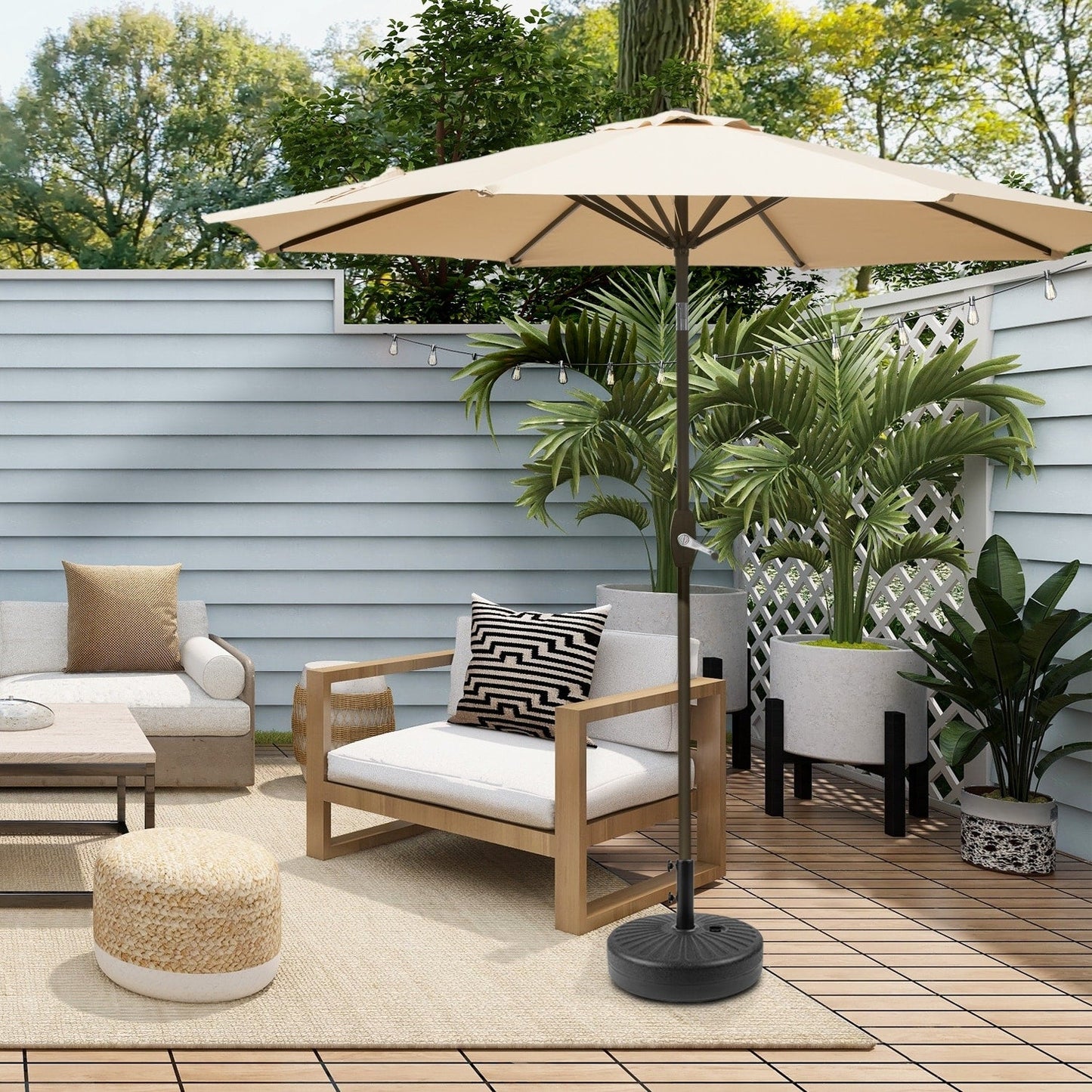 Holme 9-foot Patio Umbrella and Base Stand