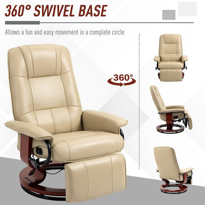 HomCom Faux Leather Adjustable Manual Swivel Base Recliner Chair with Comfortable and Relaxing Footrest