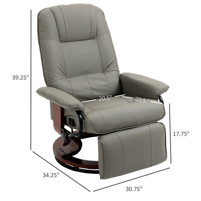 HomCom Faux Leather Adjustable Manual Swivel Base Recliner Chair with Comfortable and Relaxing Footrest