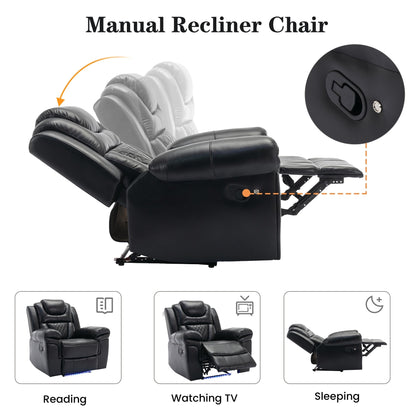Home Theater Seating Manual Recliner Loveseat with Hide-Away Storage