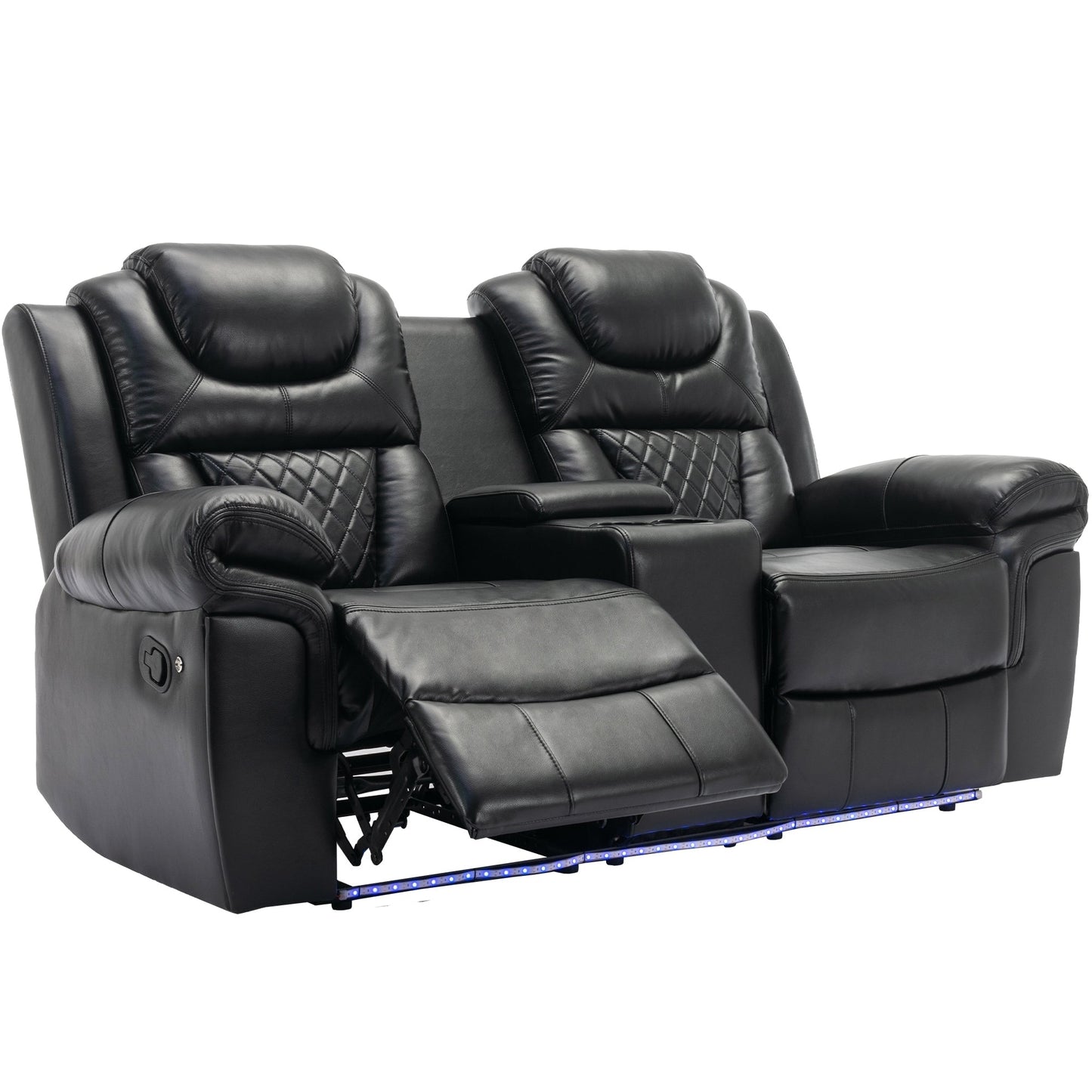 Home Theater Seating Manual Recliner Loveseat with Hide-Away Storage