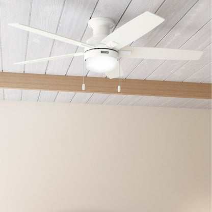 Hunter 52 Anisten Low Profile Ceiling Fan with LED Light and Pull Chain - Modern, Contemporary, Transitional