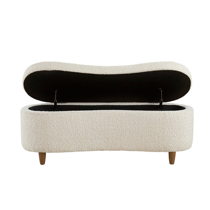 INK IVY Bailey Boucle-Style Curved Storage Accent Bench