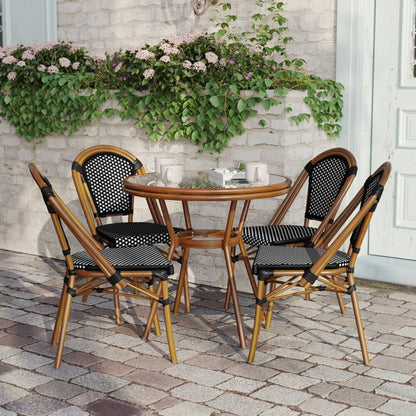 Indoor/Outdoor Commercial Bistro Set with Table and Four Chairs