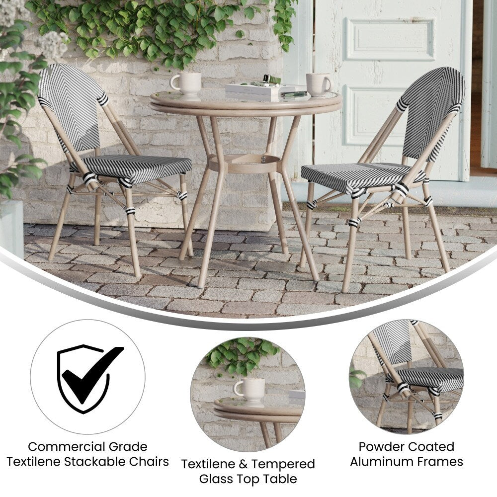Indoor/Outdoor Commercial Bistro Set with Table and Two Chairs