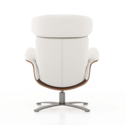 Jovan 31.5 Curved Wood Genuine Leather Recliner Lounge Chair