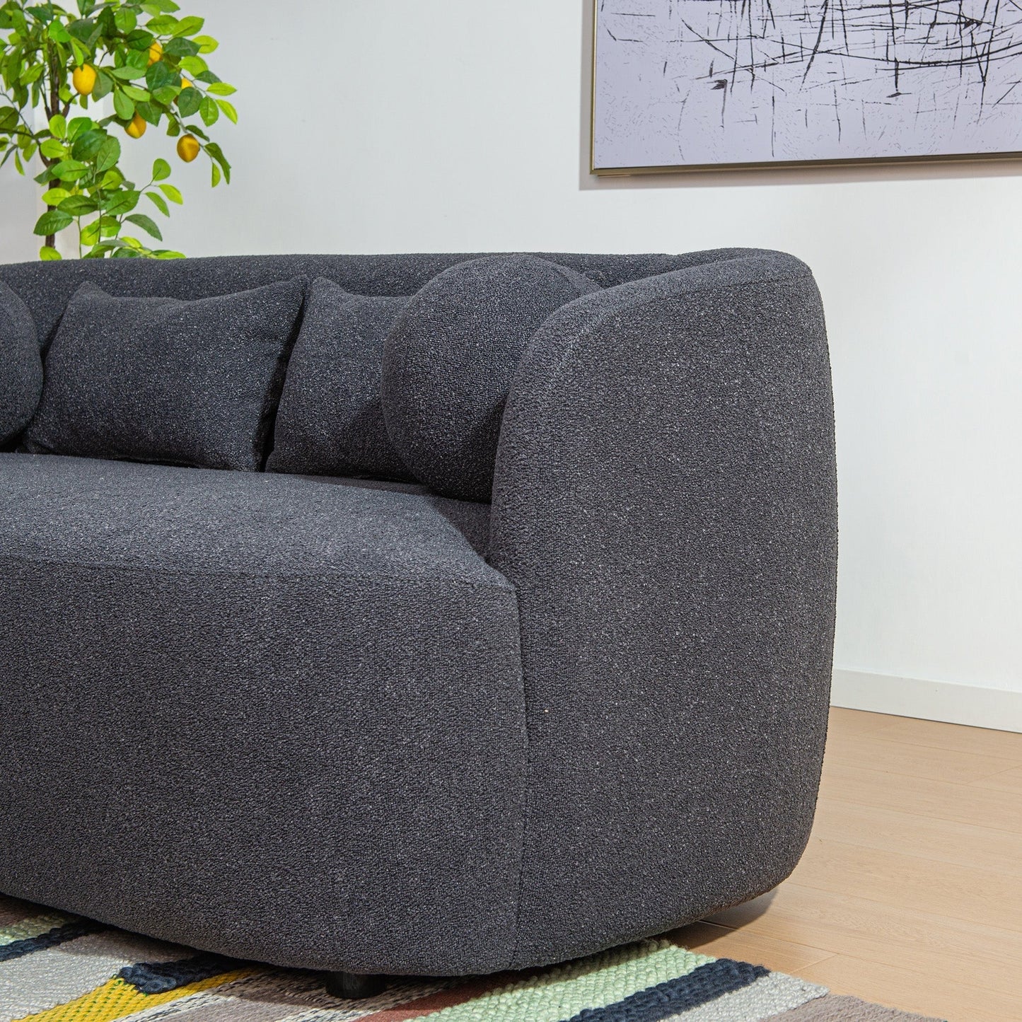 KINWELL Boucle Upholstered 2-Seats Loveseat with Pillows