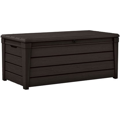 Keter Brightwood 120gal Weatherproof Resin Patio Deck Storage Box Bench, Brown - 40