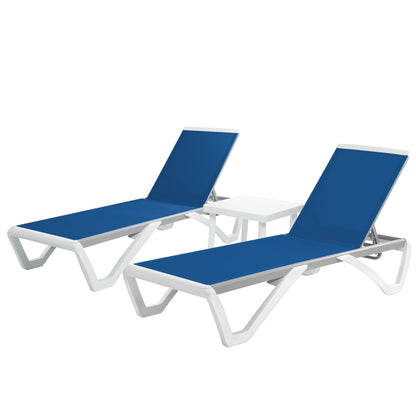 Kozyard Alan Full Flat Aluminum and Polypropylene Resin Legs Patio Reclining Adjustable Chaise Lounge