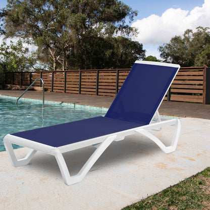 Kozyard Alan Full Flat Aluminum and Polypropylene Resin Legs Patio Reclining Adjustable Chaise Lounge