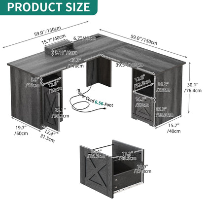 Moasis L Shaped Gaming Desk 59-Inch Computer Corner Desk with Monitor Stand