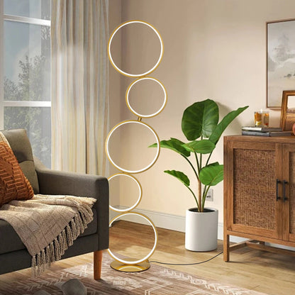 LED Modern Dimmable Floor Lamp, 3 Way Bright Corner Stand lamp with 5-Ring for Living Room