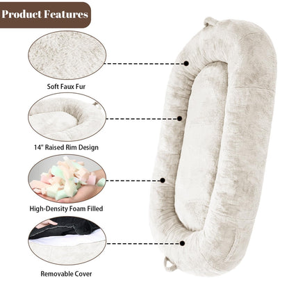Large Dog Bed Washable Human Size Bed with Removable Cover