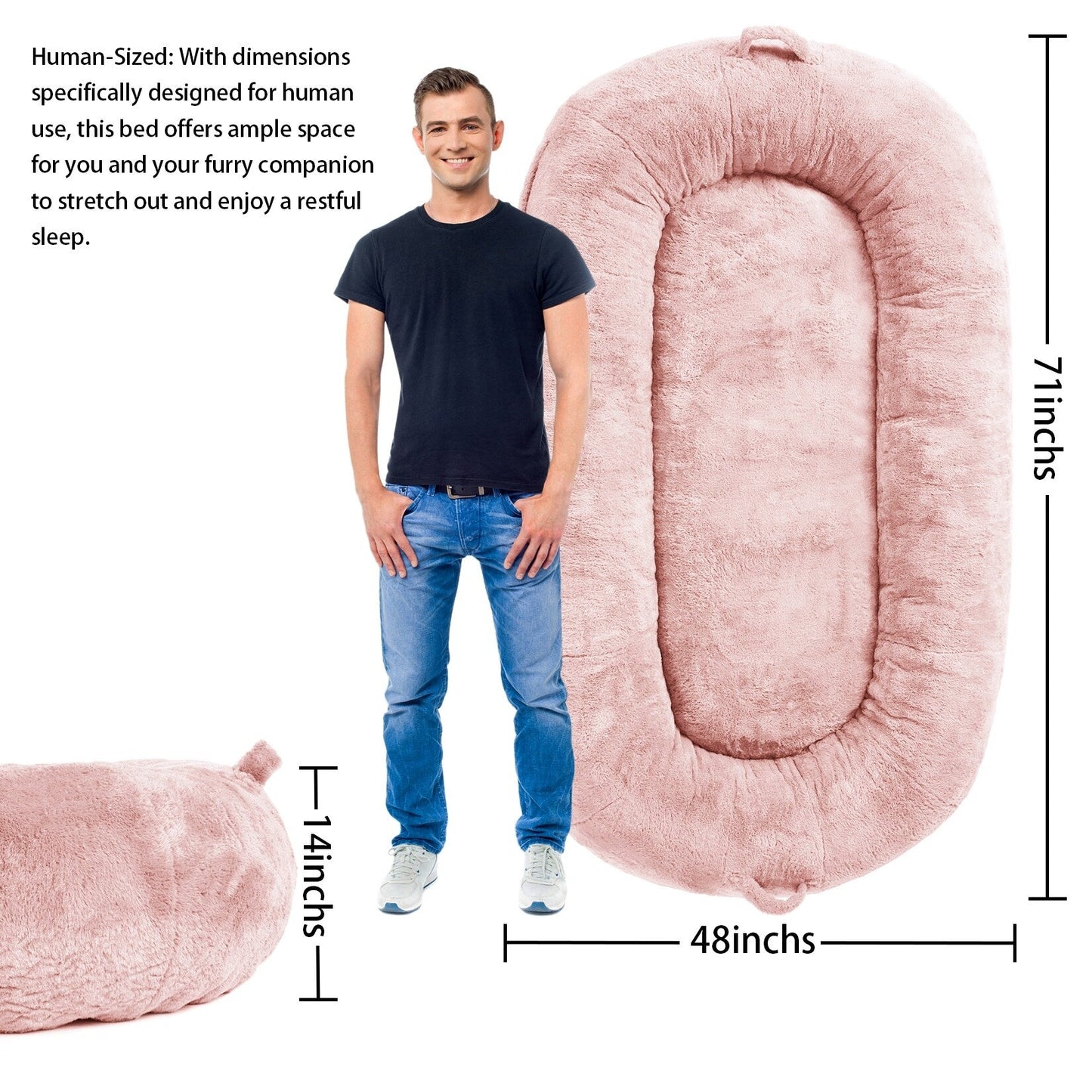 Large Dog Bed Washable Human Size Bed with Removable Cover