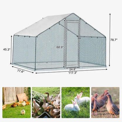 Large Metal Chicken Coop Walk-in Poultry Cage