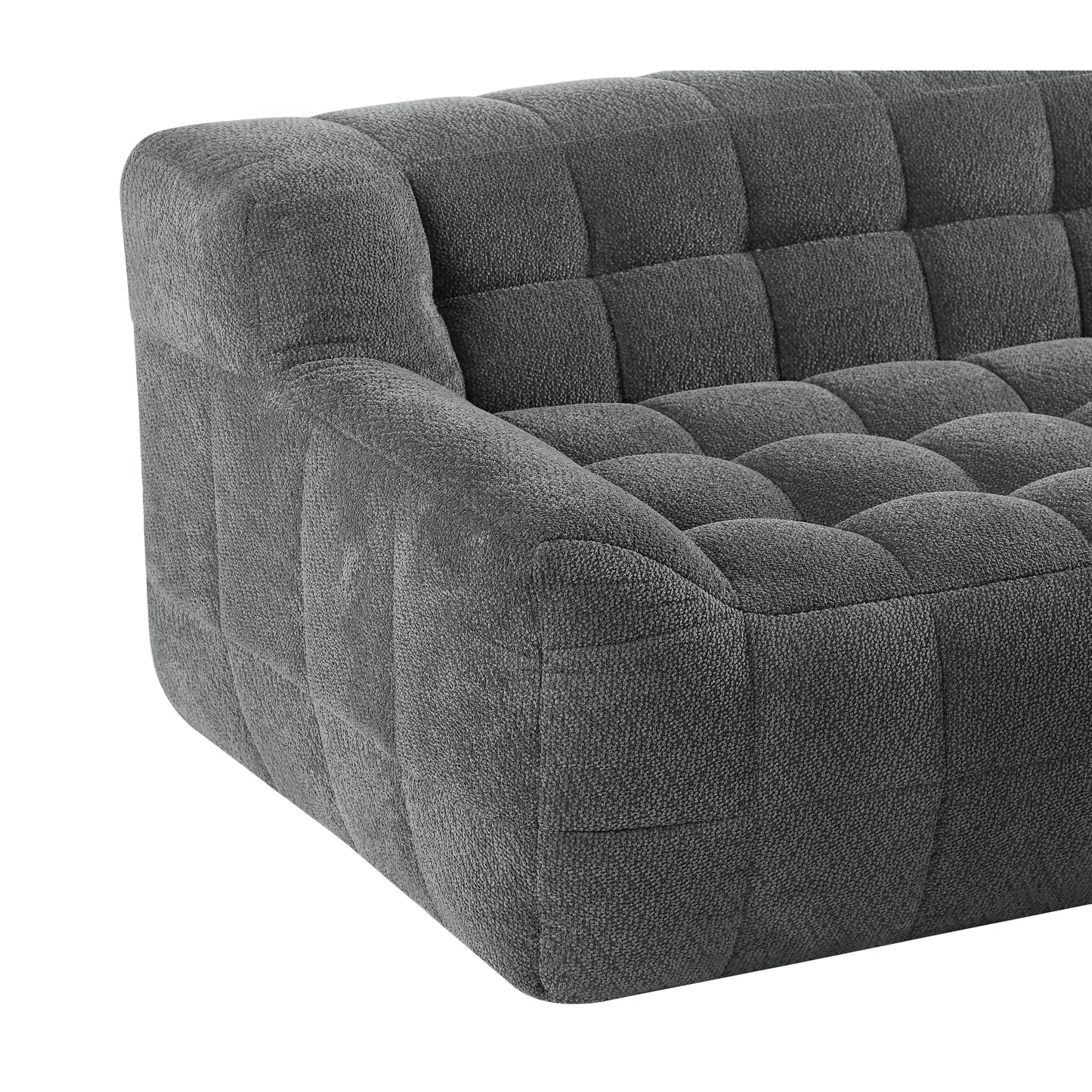 Liyasi 2 Seater Full Compression Sofa Beige Lychee Velvet No Assembly Required