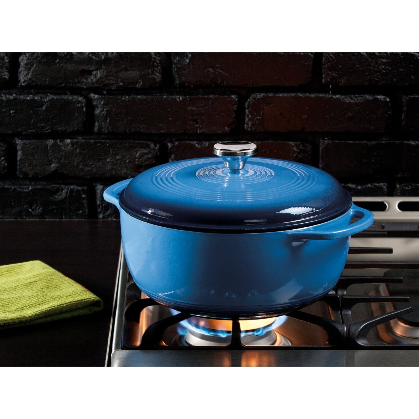 Lodge 6 Quart Blue Essential Enamel Cast Iron Dutch Oven