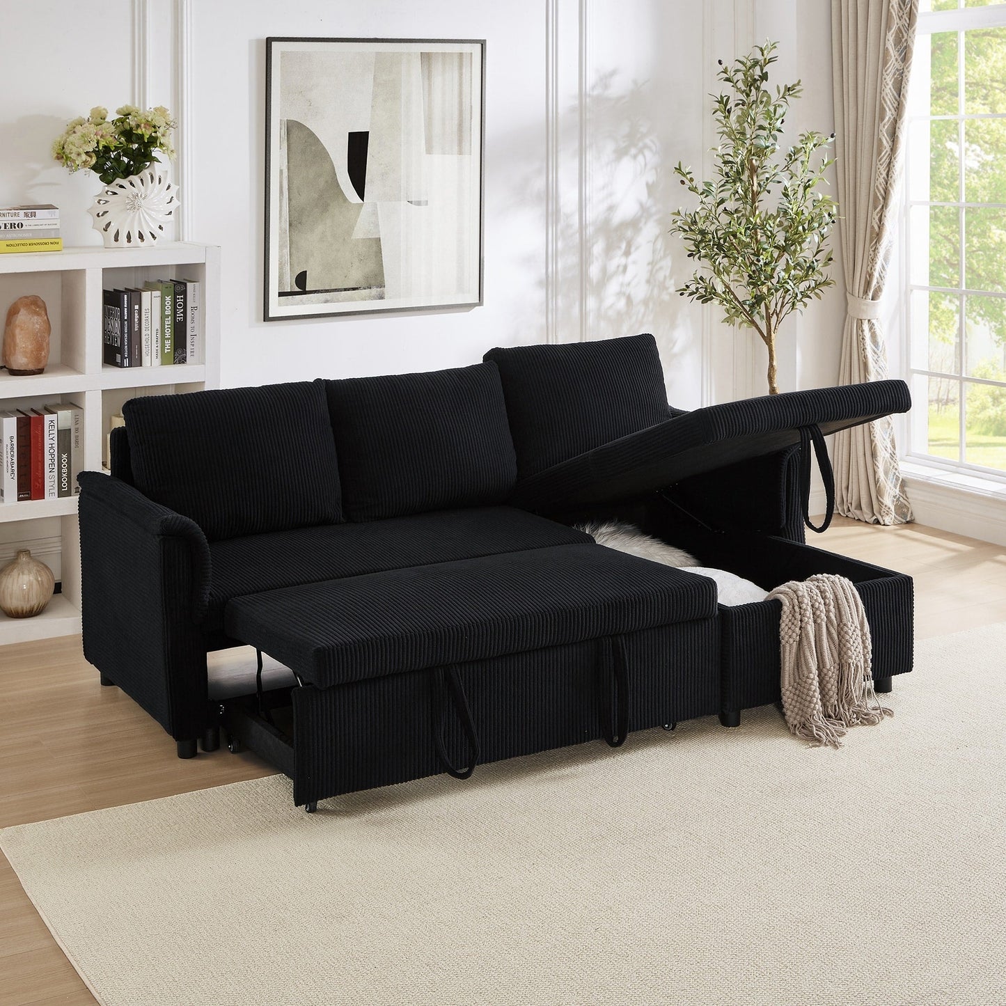 Loveseat Sofa with Chaise Lounge L-Shaped Modular Convertible Sofa with Storage Chaise