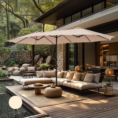 MAISON ARTS 15ft Double-Sided Patio Extra Large Twin Umbrella with Base Included