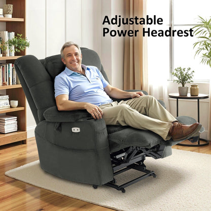 MCombo Large-Wide Dual Motor Power Lift Recliner with Massage and Dual Heating for Big and Tall Elderly, Fabric R7635