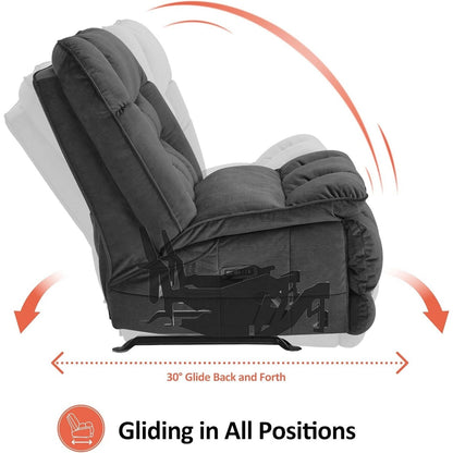 MCombo Oversized Dual Motor Armless Power Rocker Recliner Chair, Zeroarms Recliner Perfect for Living Room Fabric PR607