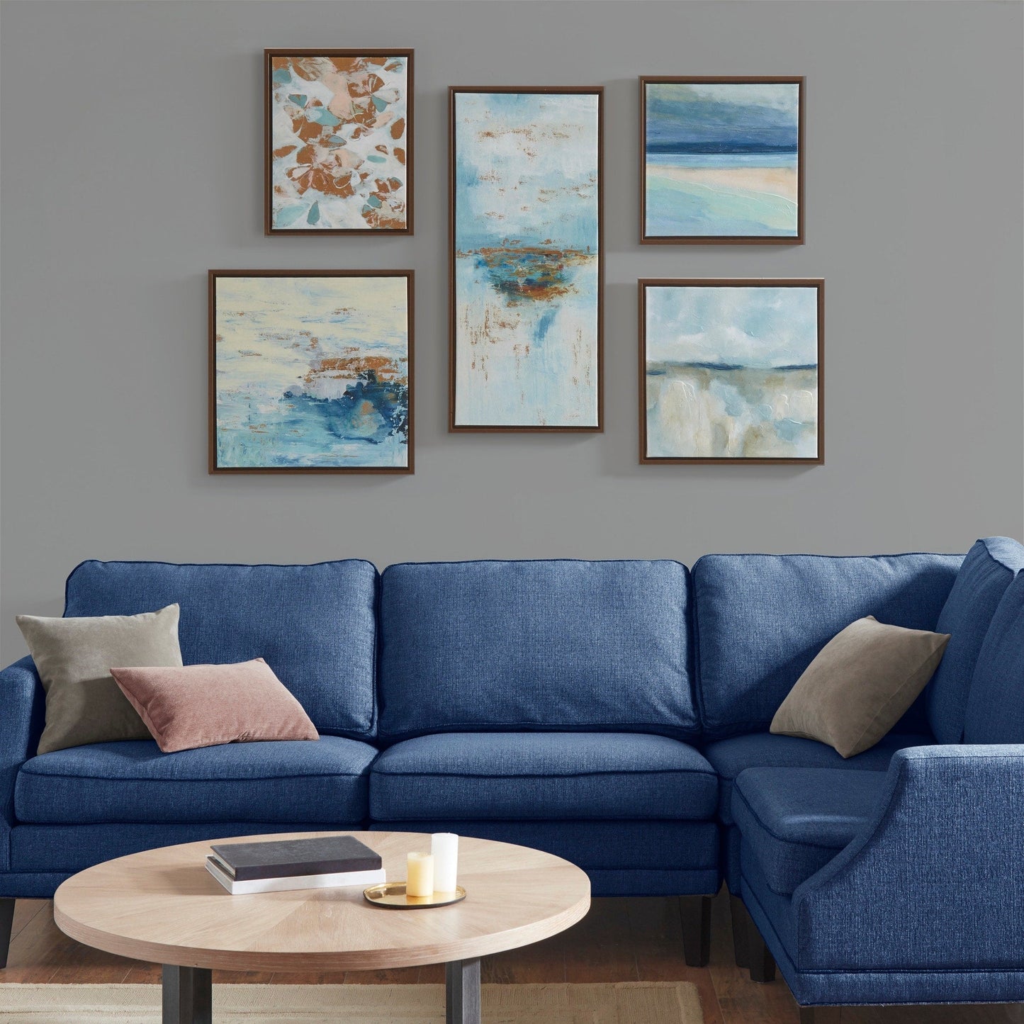 Madison Park Blue Horizon 5-piece Gallery Framed Canvas Wall Art Set