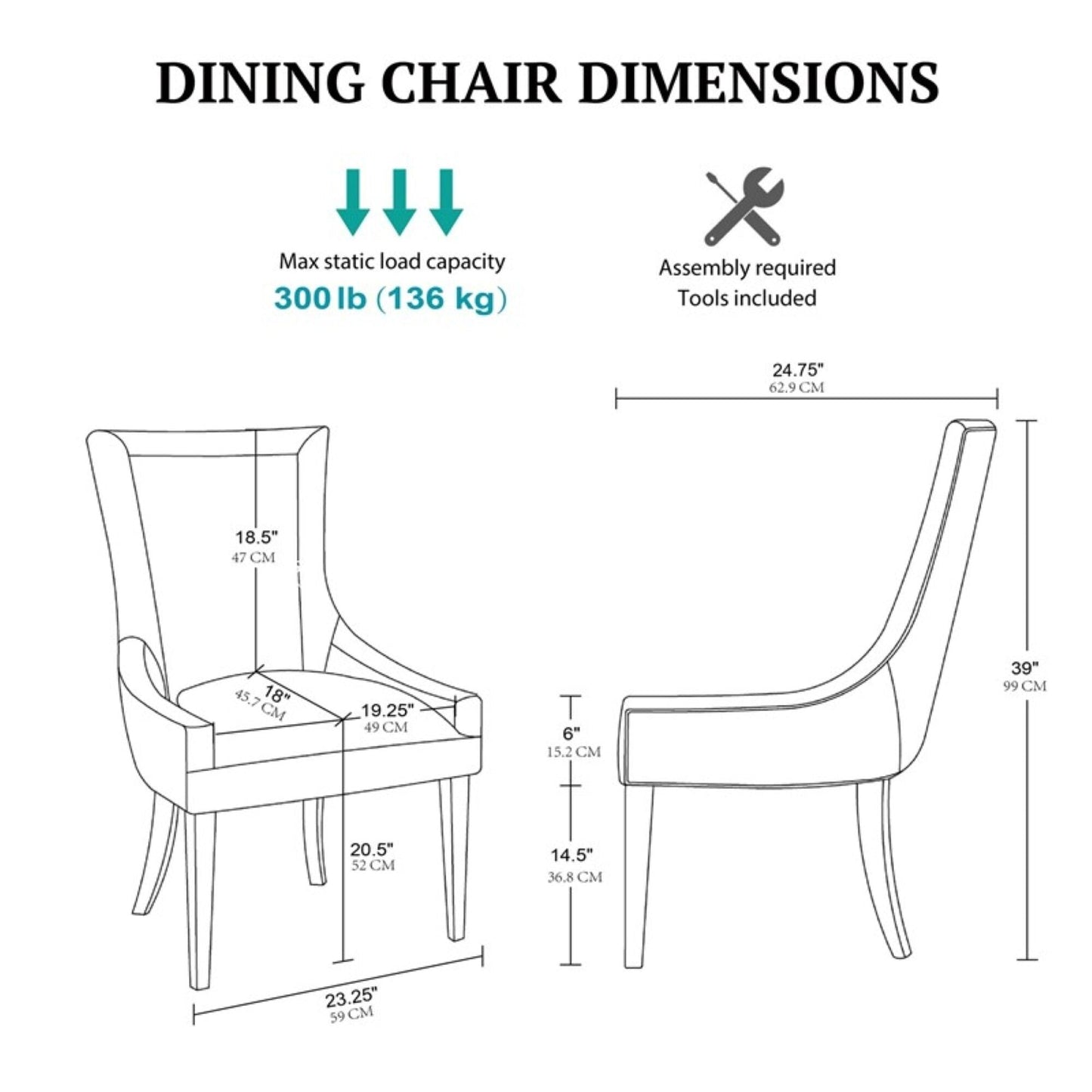 Madison Park Signature Ultra Upholstered Dining Side Chairs With Wood Legs (Set of 2) - N/A