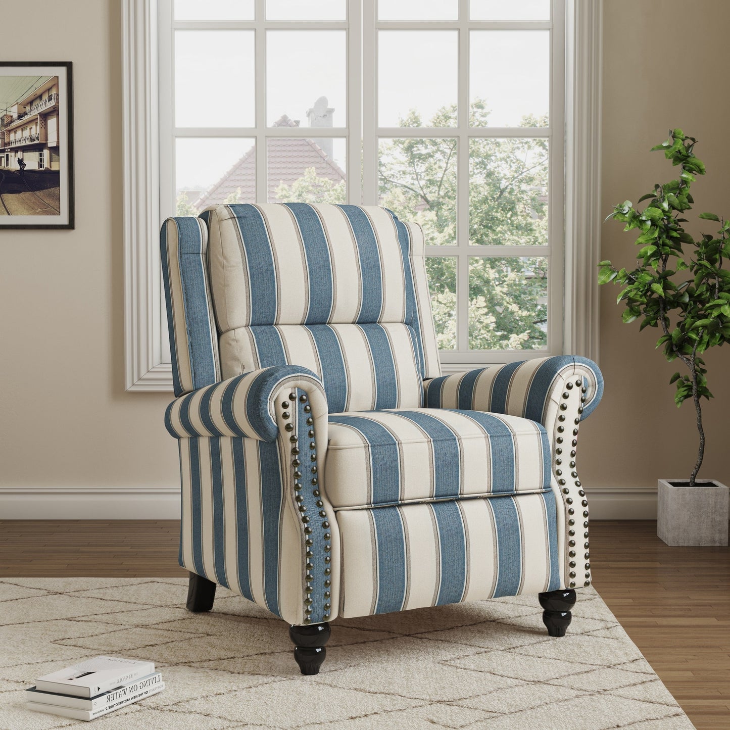 Manual Pushback Recliner Chairs with Nailhead Trim