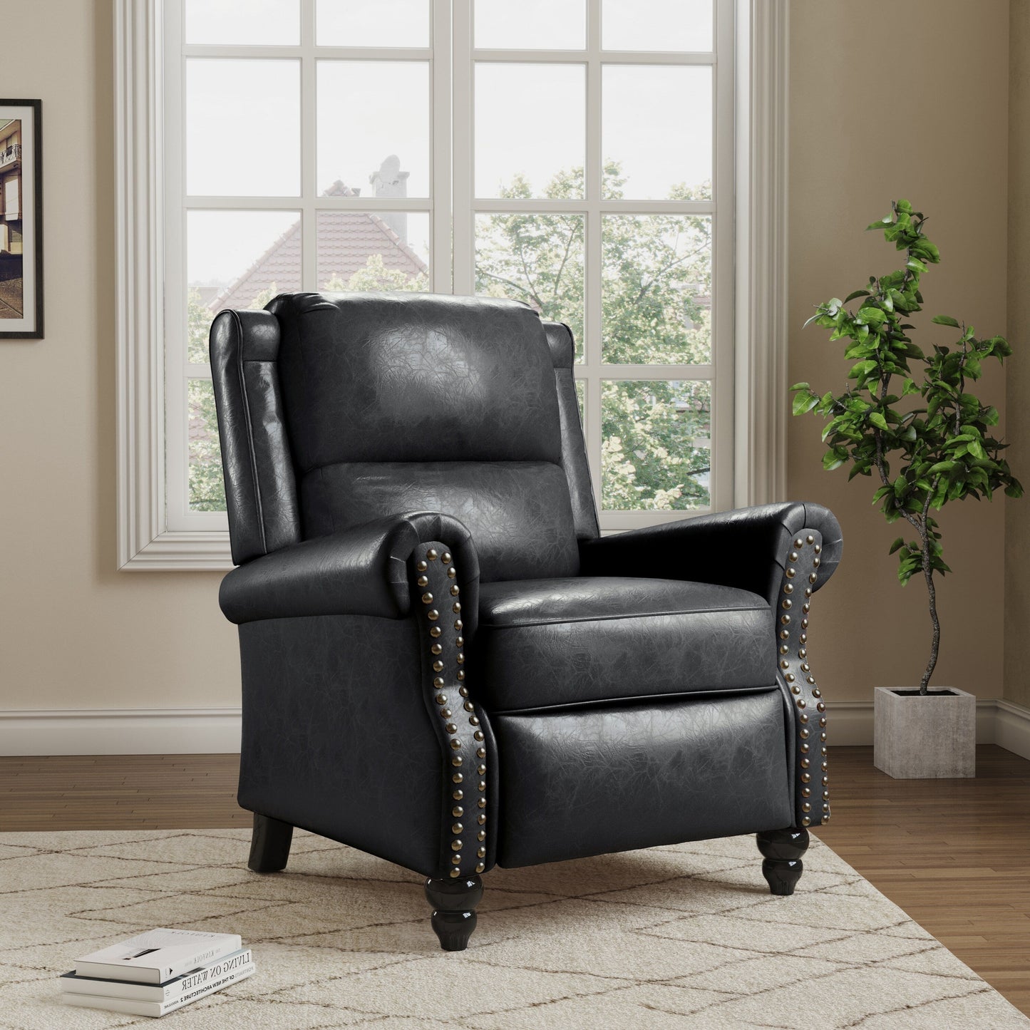 Manual Pushback Recliner Chairs with Nailhead Trim