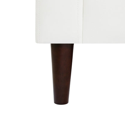 Modern Genuine Leather Sofa with Wooden Legs & Additional Bolster Pillow