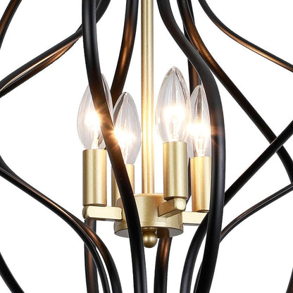 Maxax 4 - Light Unique Geometric Chandelier Wrought Iron Accents - 17.7*17.3*17.3