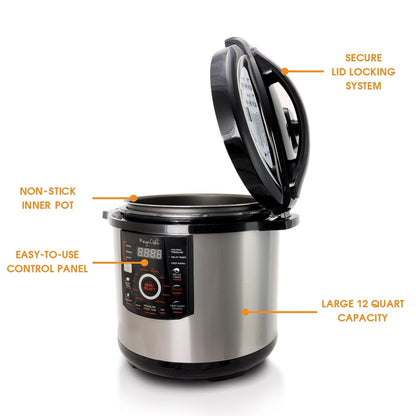 Megachef 12-quart Steel Digital 15-preset Pressure Cooker