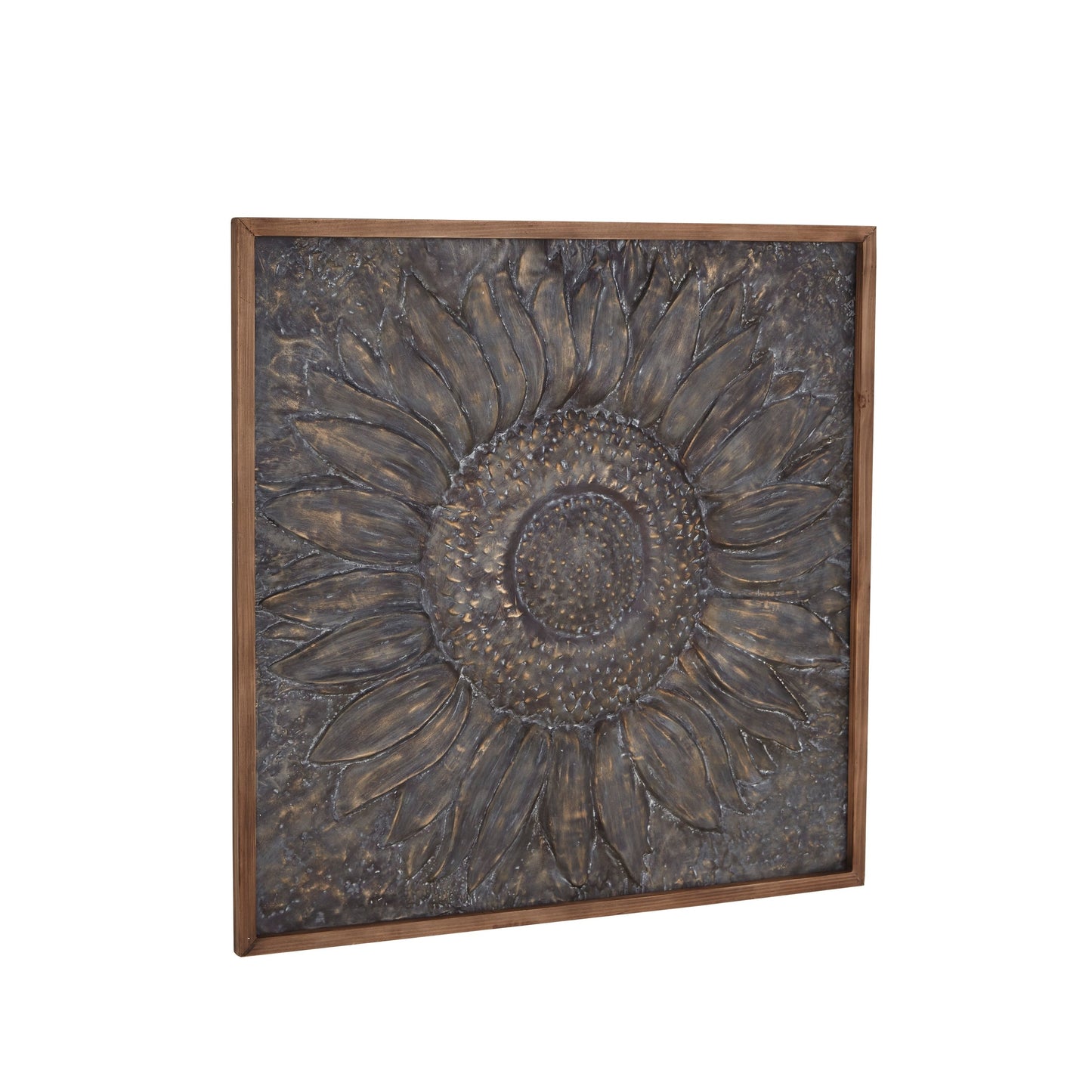 Metal Floral Sunflower Wall Decor with Embossed Details - Gray - Roche River Decor
