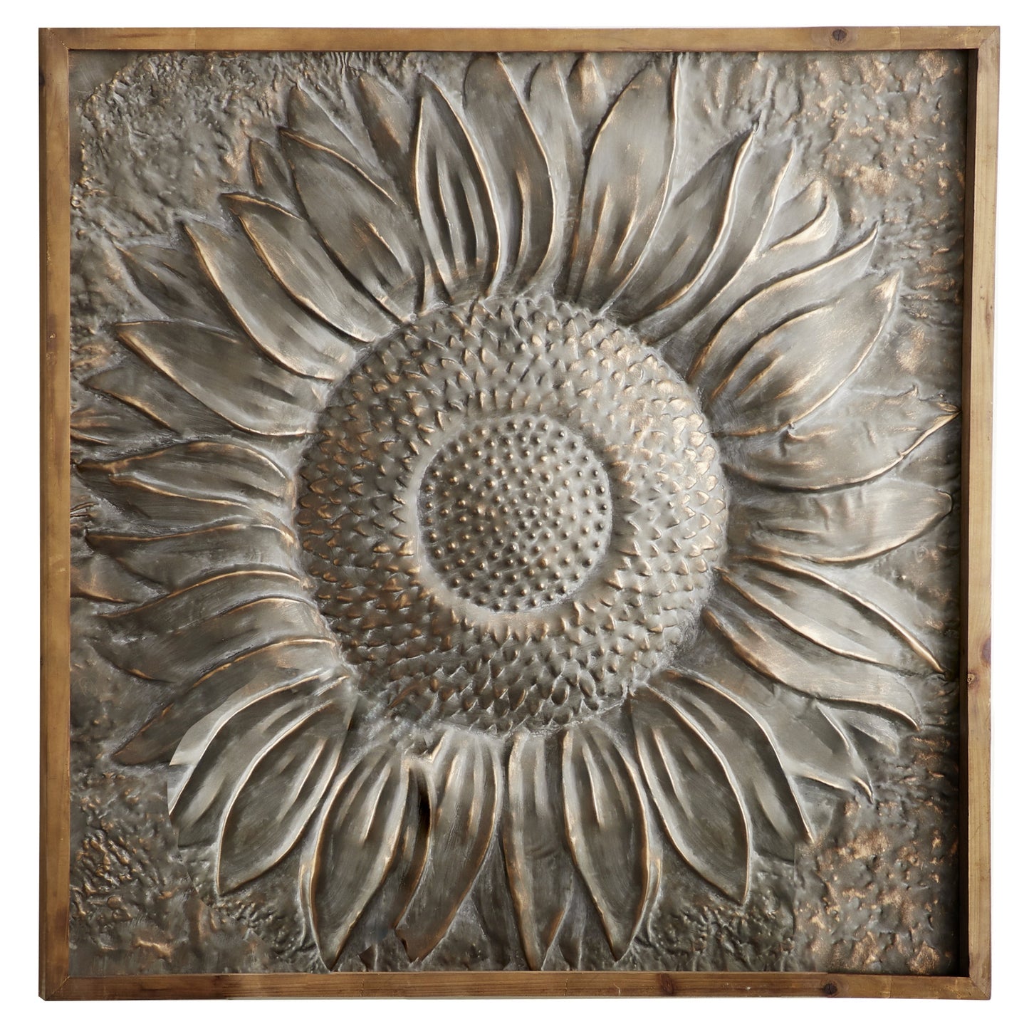 Metal Floral Sunflower Wall Decor with Embossed Details - Gray - Roche River Decor