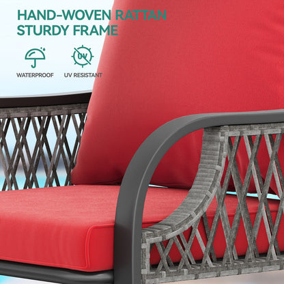 Moasis Red 3 PCs Patio Bistro Set Outdoor Furniture with Cushioned Seats - 3 Pcs