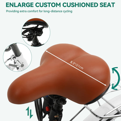 Moasis24/ 26 7-speed Cruiser Bike Adjustable Step Through Bike Commute Bike Bicycle