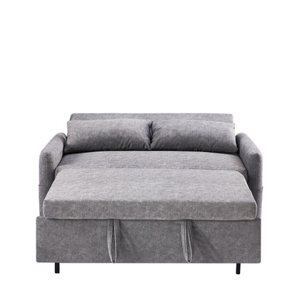 Modern 2 Seat Couch, Microfiber Pull Out Sleep Sofa Bed wih Adjsutable Backrest, Storage Pockets, 2 Soft Pillows, USB Ports