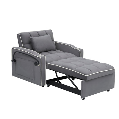 Modern 70.86 3 in 1 Single Convertible Sofa Bed with Adjustable Back and USB Charging Port for Living Room