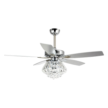 Modern Chrome 52-inch Crystal Chandelier Ceiling Fan with Remote