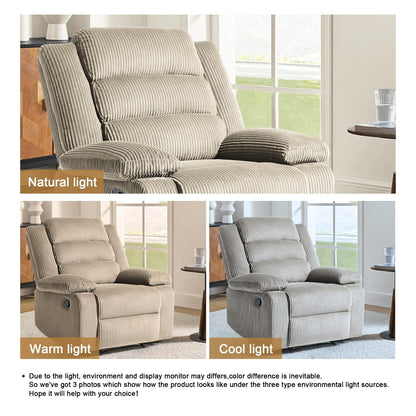 Modern Corduroy Manual Recliner Chair, Lounger Adjustable Recliners with Wide Armrest
