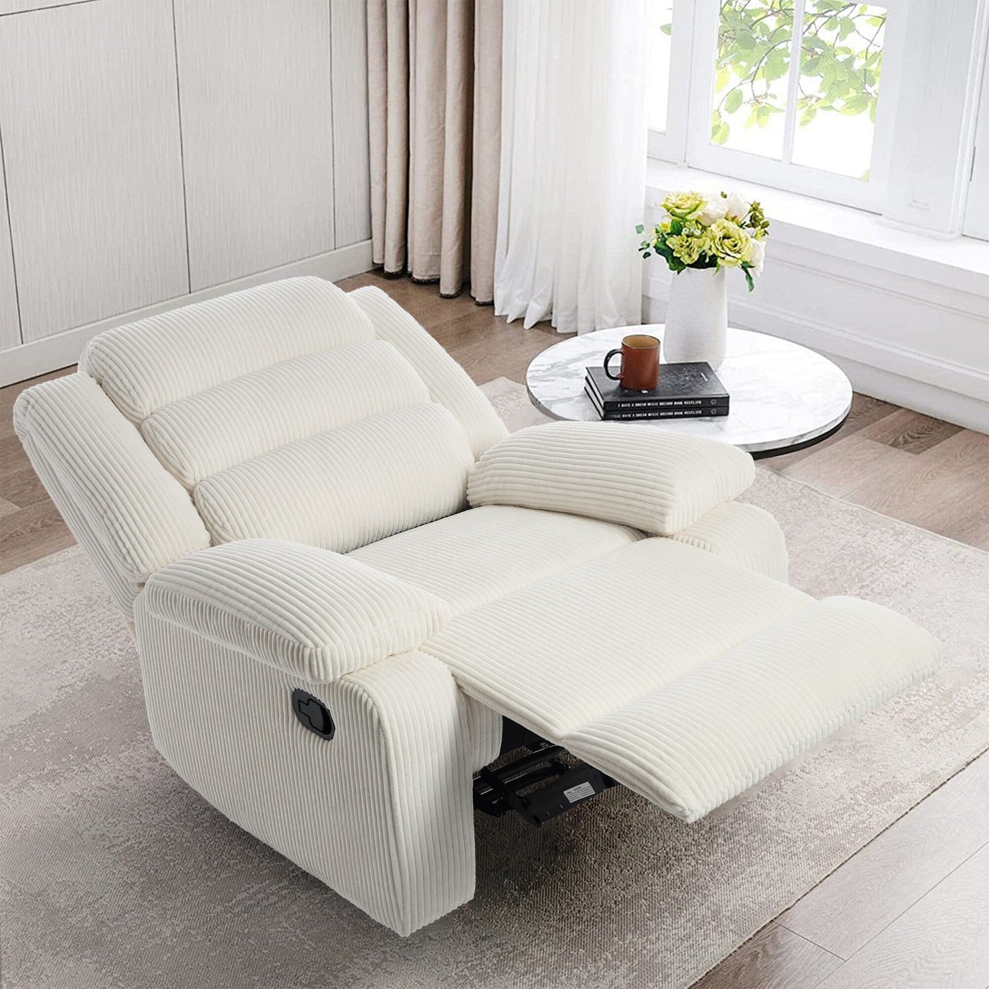 Modern Corduroy Manual Recliner Chair, Lounger Adjustable Recliners with Wide Armrest