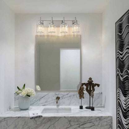 Modern Dimmable Crystal Bathroom Vanity Light Wall Sconces with Crystal Shades