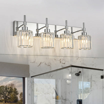 Modern Dimmable Crystal Bathroom Vanity Light Wall Sconces with Crystal Shades
