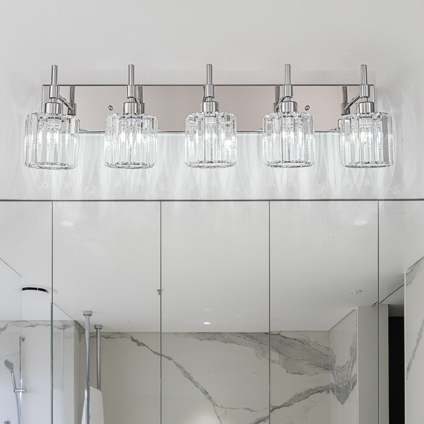 Modern Dimmable Crystal Bathroom Vanity Light Wall Sconces with Crystal Shades