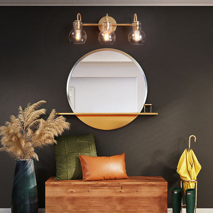 Modern Gold 3-Light Bathroom Vanity Light Orb Glass Wall Sconce