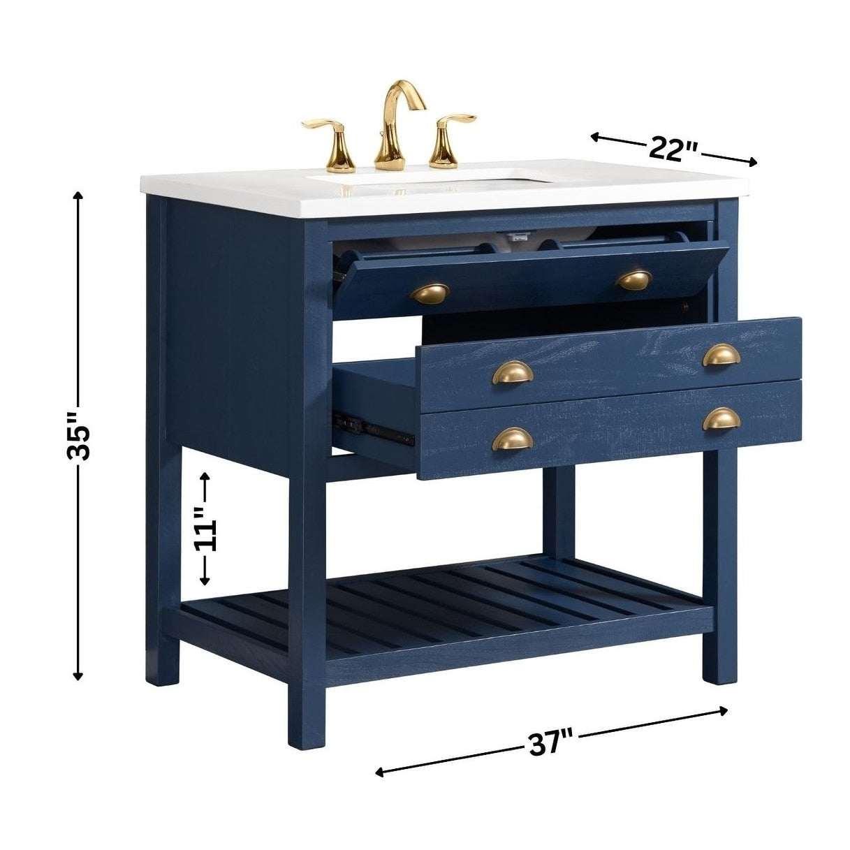 Monterey 37 Farmhouse Single Bathroom Vanity with Top